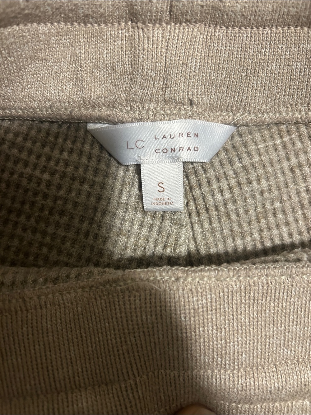 LC Lauren Conrad Waffle Knit Drawstring Joggers - Taupe, size small - Picture 5 of 5
